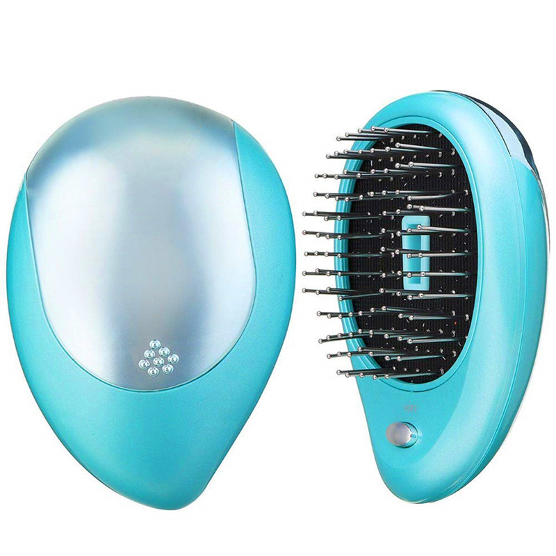 Draagbare elektrische ionische haarborstel Mini antistatische haarmassage Kam Magic Beauty Brush Comb Home Travel Hair Styling Tool