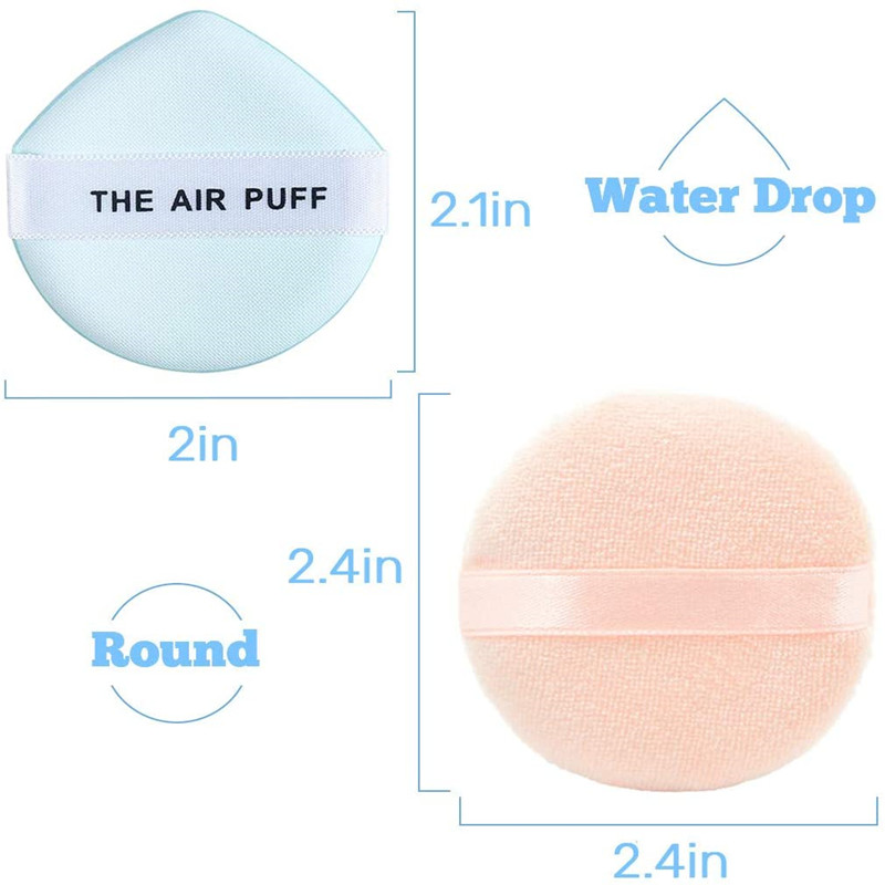 Velour Puff Make-up Powder Puffs Sponge met Air Cushion Puff Set Fluffy Powder Puff Round Sponge Cosmetic Water Drop Powder Puff Latex Free Foundation Sponge Face Puff voor droog gebruik